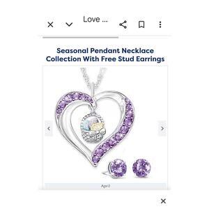 The Bradford Exchange April Purple Easter Basket Necklace Earrings Set 20in NEW